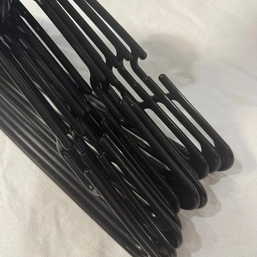 LOT of 26 Black Plastic Notched Tubular Hangers Lightweight Standard Size